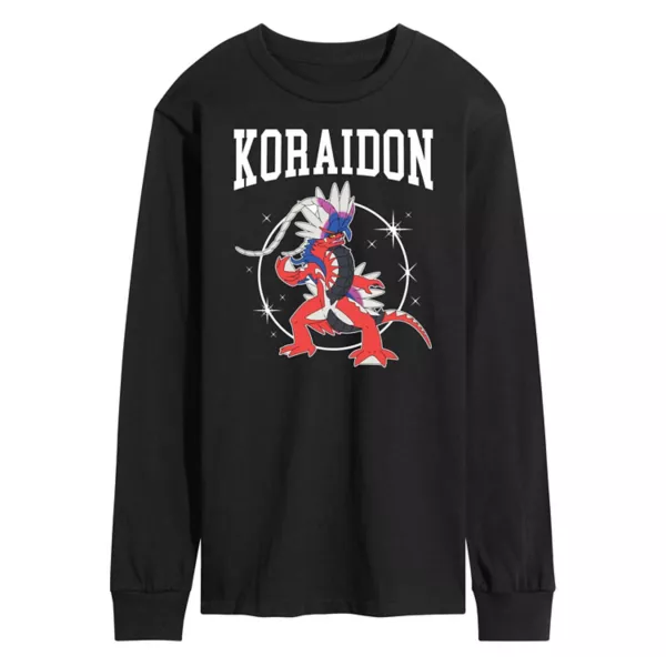 

Мужская студенческая футболка с длинным рукавом и принтом Pokemon Koraidon Licensed Character, черный