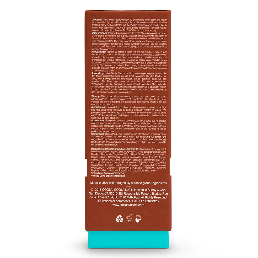 Средство для загара tan sunless tan dry oil mist Coola, объем 100 мл — фото 4