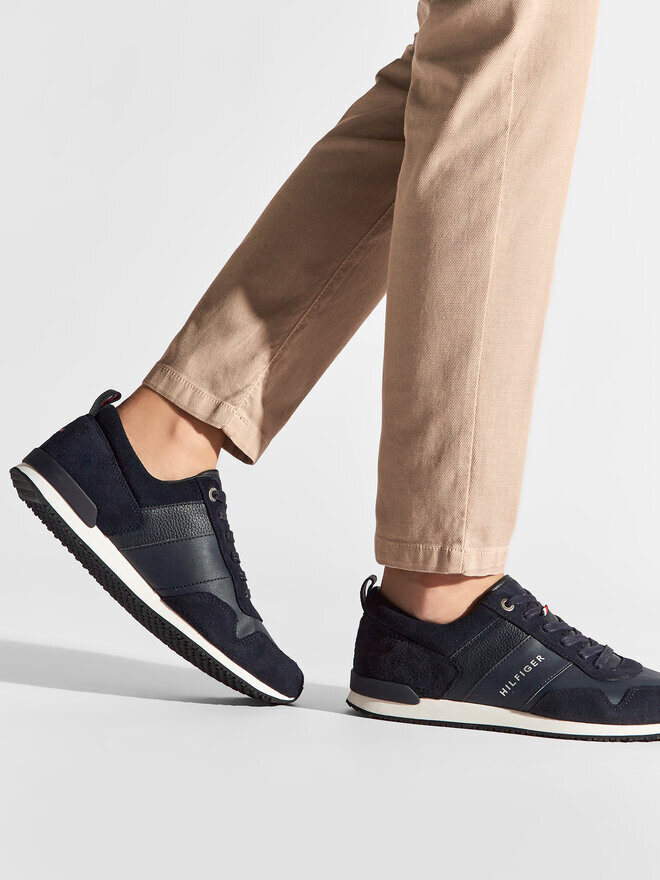 Кроссовки Iconic Leather Suede Mix Runner Tommy Hilfiger, темно-синий — фото 2