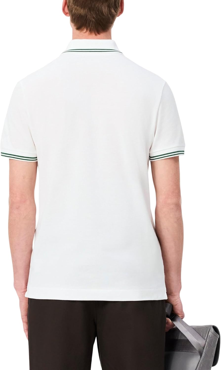 Lacoste мужская сезонная короткая рукавка обычного кроя поло с контрастным воротником, White — фото 3