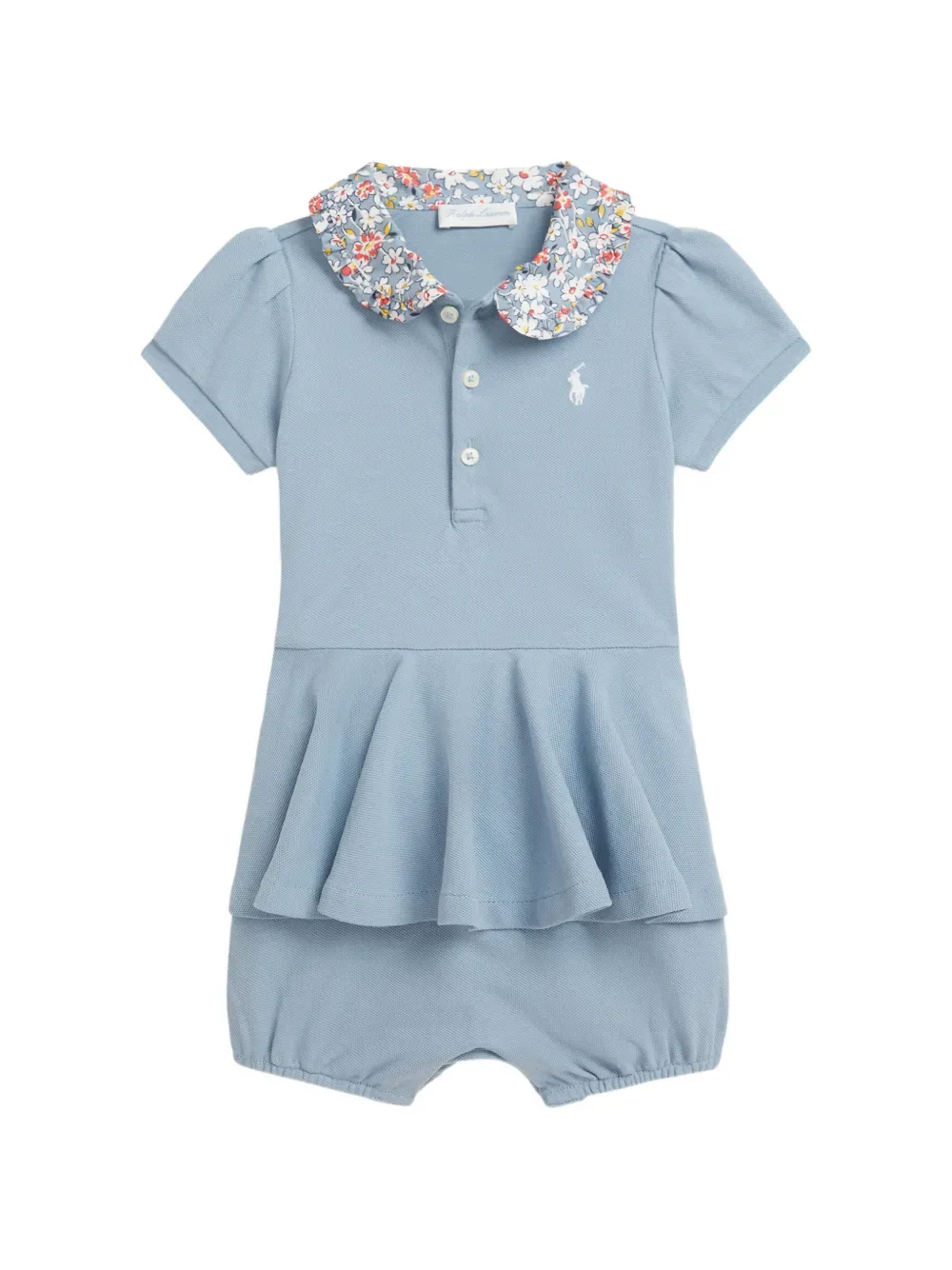Ромпер с баской и принтом POLO RALPH LAUREN KIDS, синий