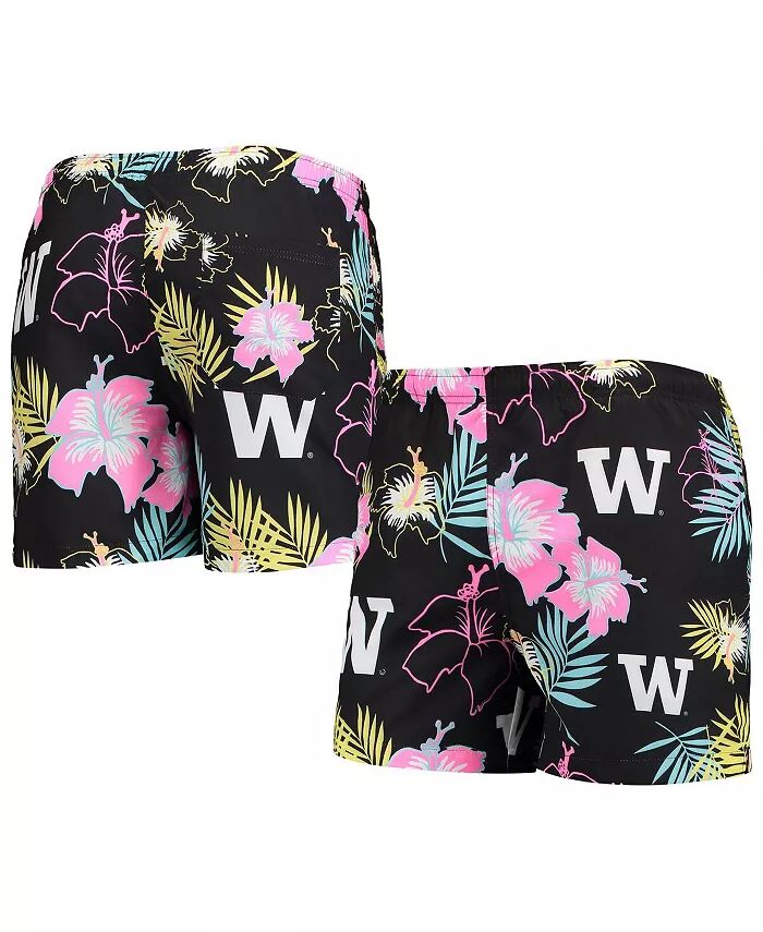 

Мужские черные плавки Washington Huskies Neon Floral FOCO