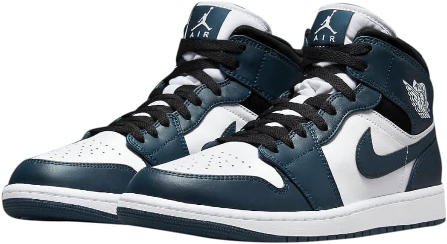 Кроссовки Jordan Air 1 Mid унисекс для взрослых, белый/черный/синий — фото 4