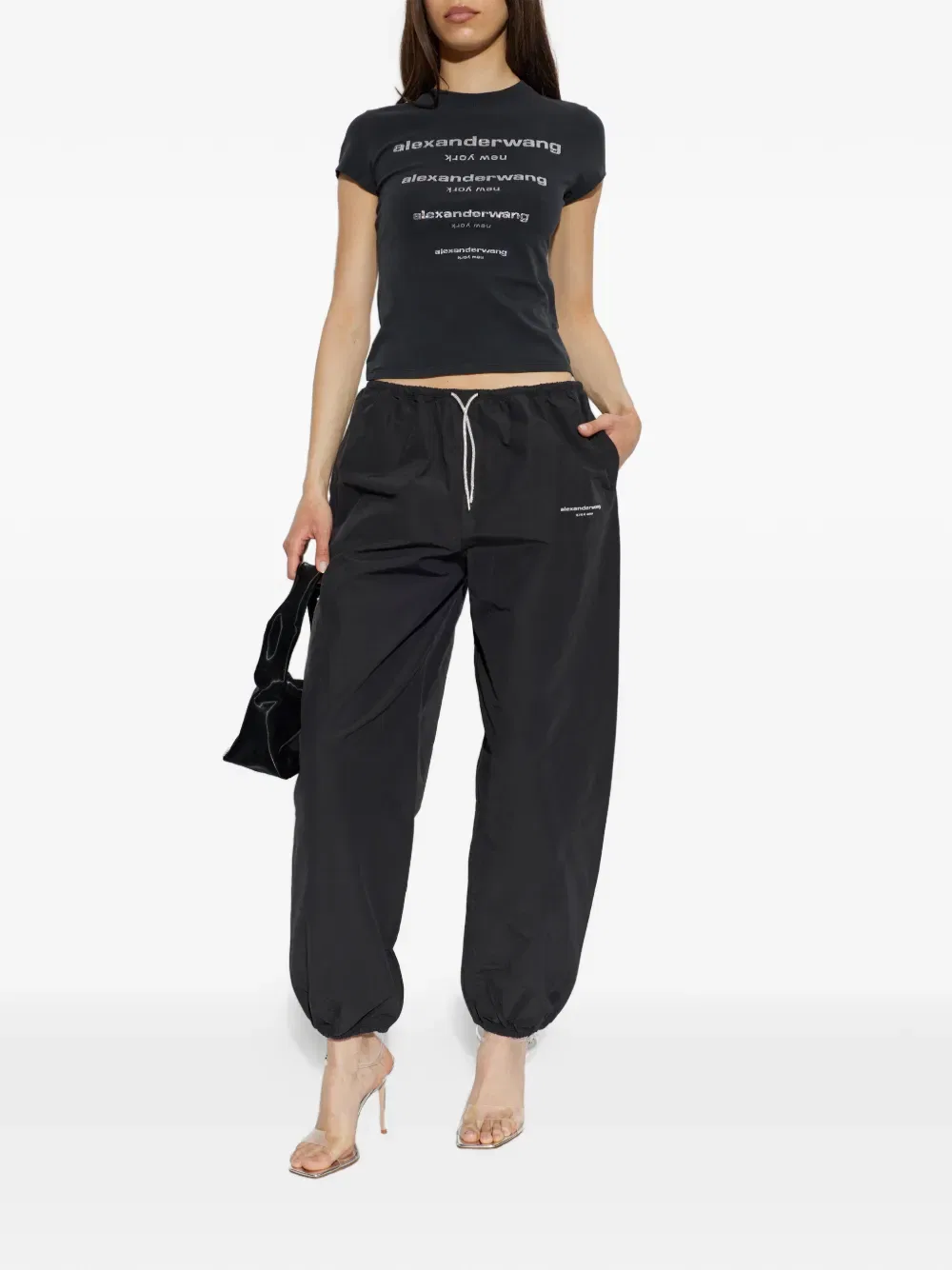 Футболка, украшенная кристаллами Alexander Wang, черный — фото 2