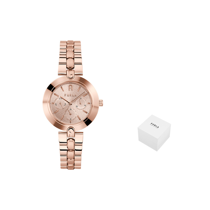 

Furla Часы HERITAGE Series Wrist Watch Quartz Movement Stainless Steel Watchband Rose Gold Watch Dial Women's Watch, Rose Gold