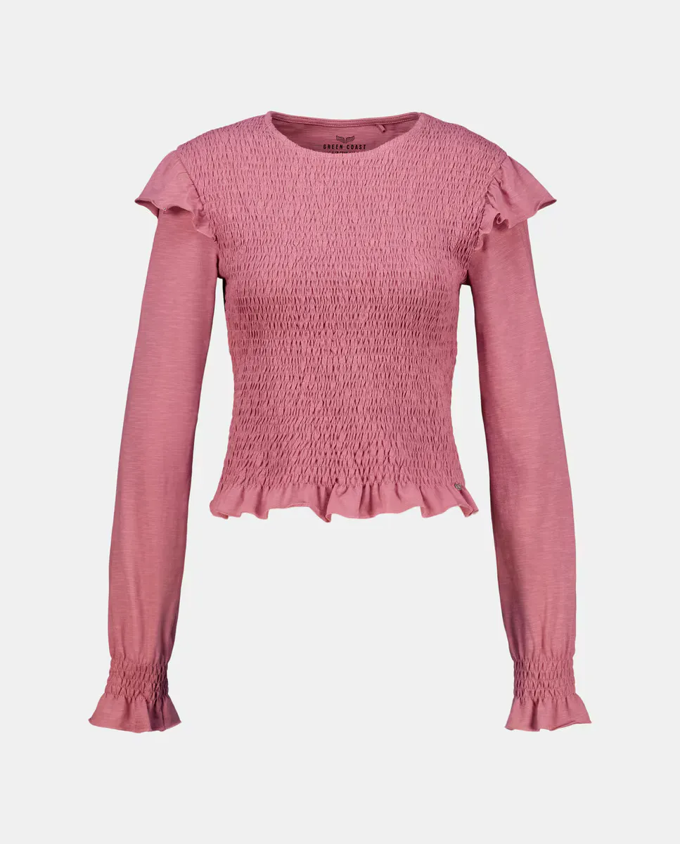 

Женская футболка с длинным рукавом и медовой вязкой Green Coast, цвет Rosa claro