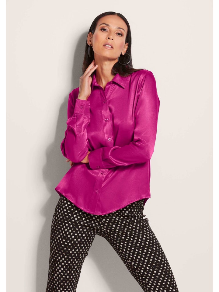 

MADELEINE Элегантная вискозная блузка с воротником-стойкой цвета фуксии