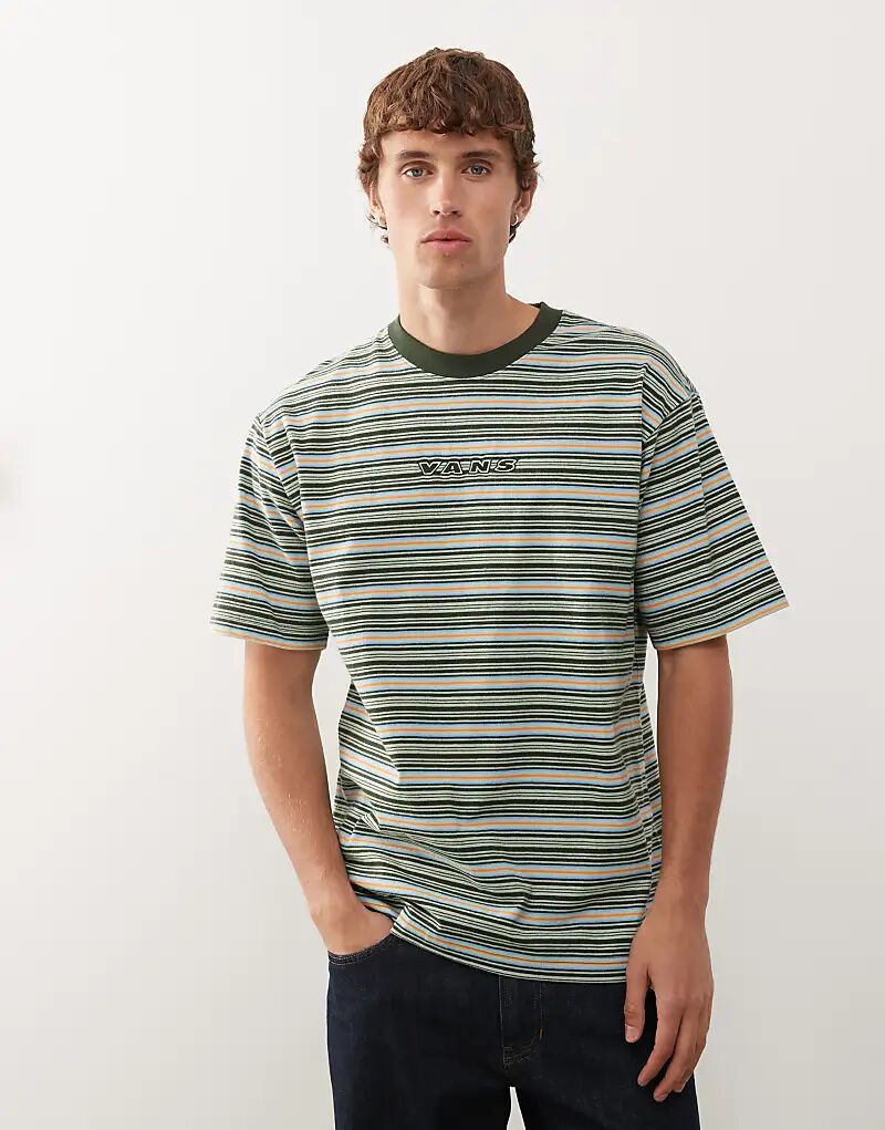 

Футболка Vans Cameron в полоску, серо-оливкового цвета