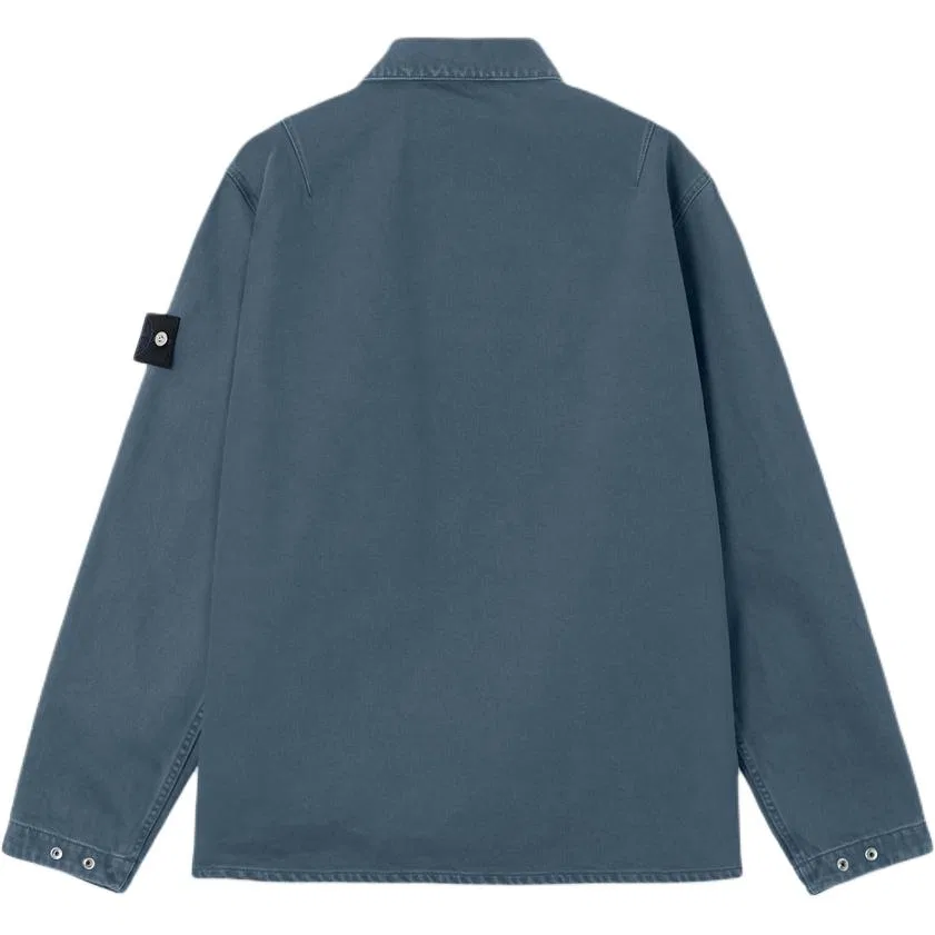 Хлопковая рубашка с карманом на молнии STONE ISLAND, Indigo — фото 3