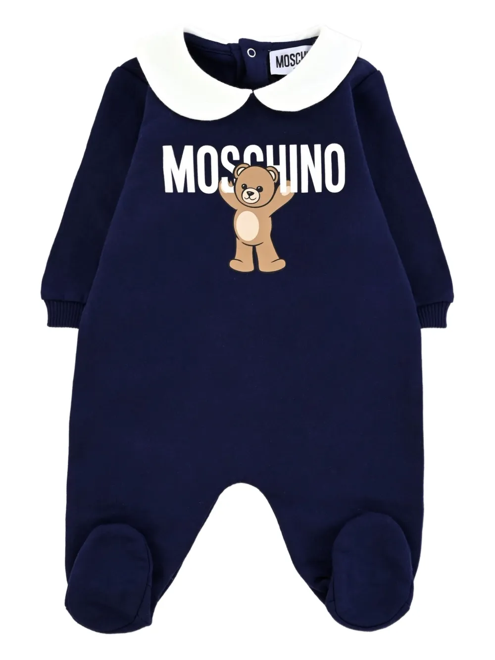 

Ромпер с воротником Питер Пэн и принтом Moschino Kids, синий