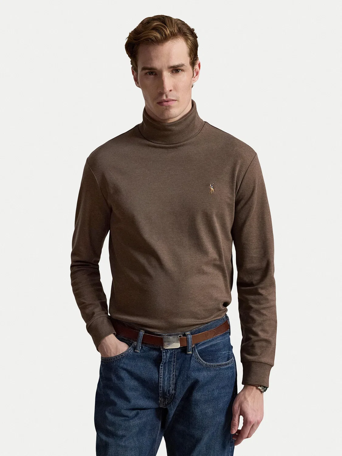 Мужская водолазка стандартного кроя Polo Ralph Lauren, коричневый