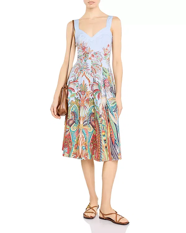Женское платье-фартук с принтом Printed Midi Apron Dress Etro, Printed Azure — фото 2