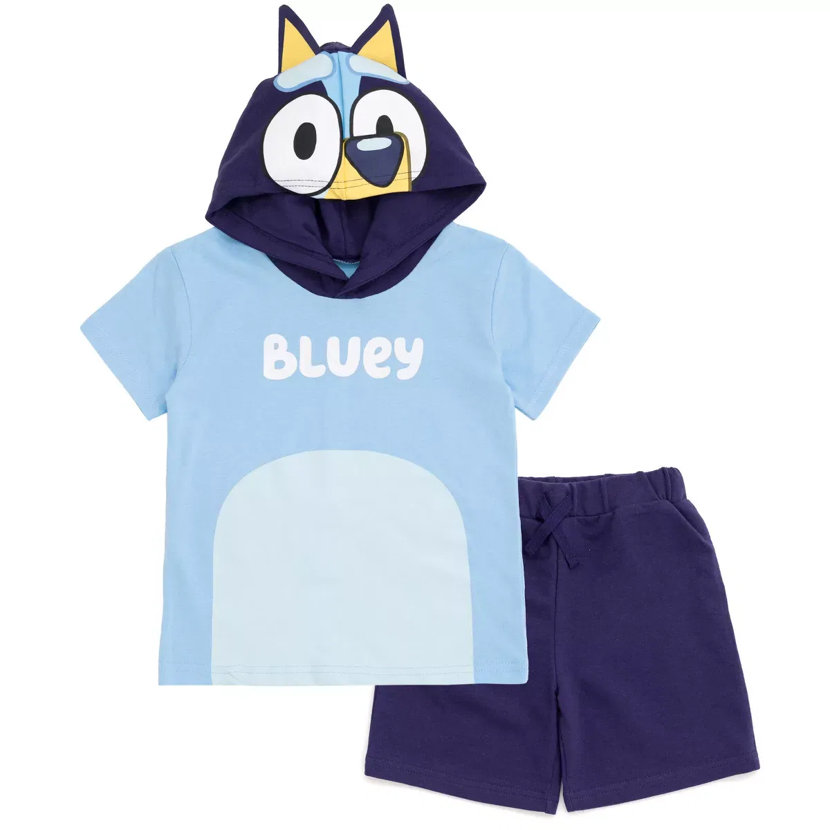 Детский комплект футболки и шорт с капюшоном Bluey Blue