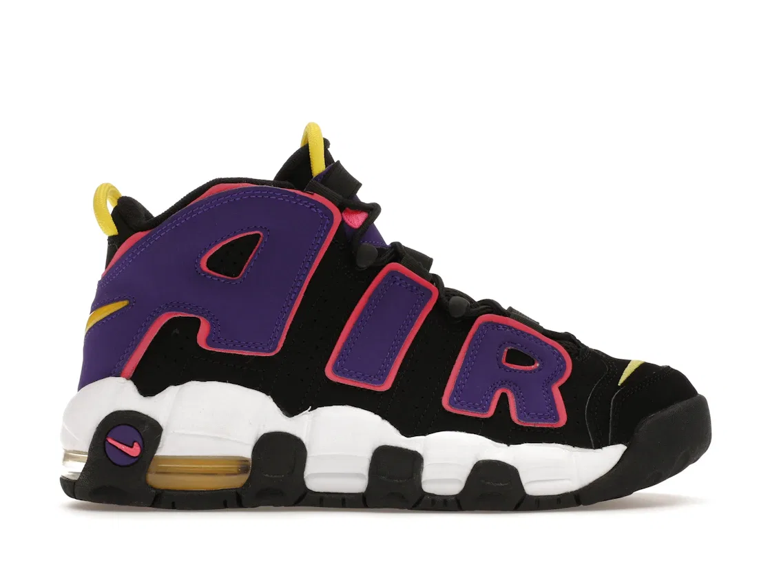 Детские кроссовки для мальчиков с длинным шнурком Nike Air More Uptempo 96 Nike, Black/Multi Color-Court Purple