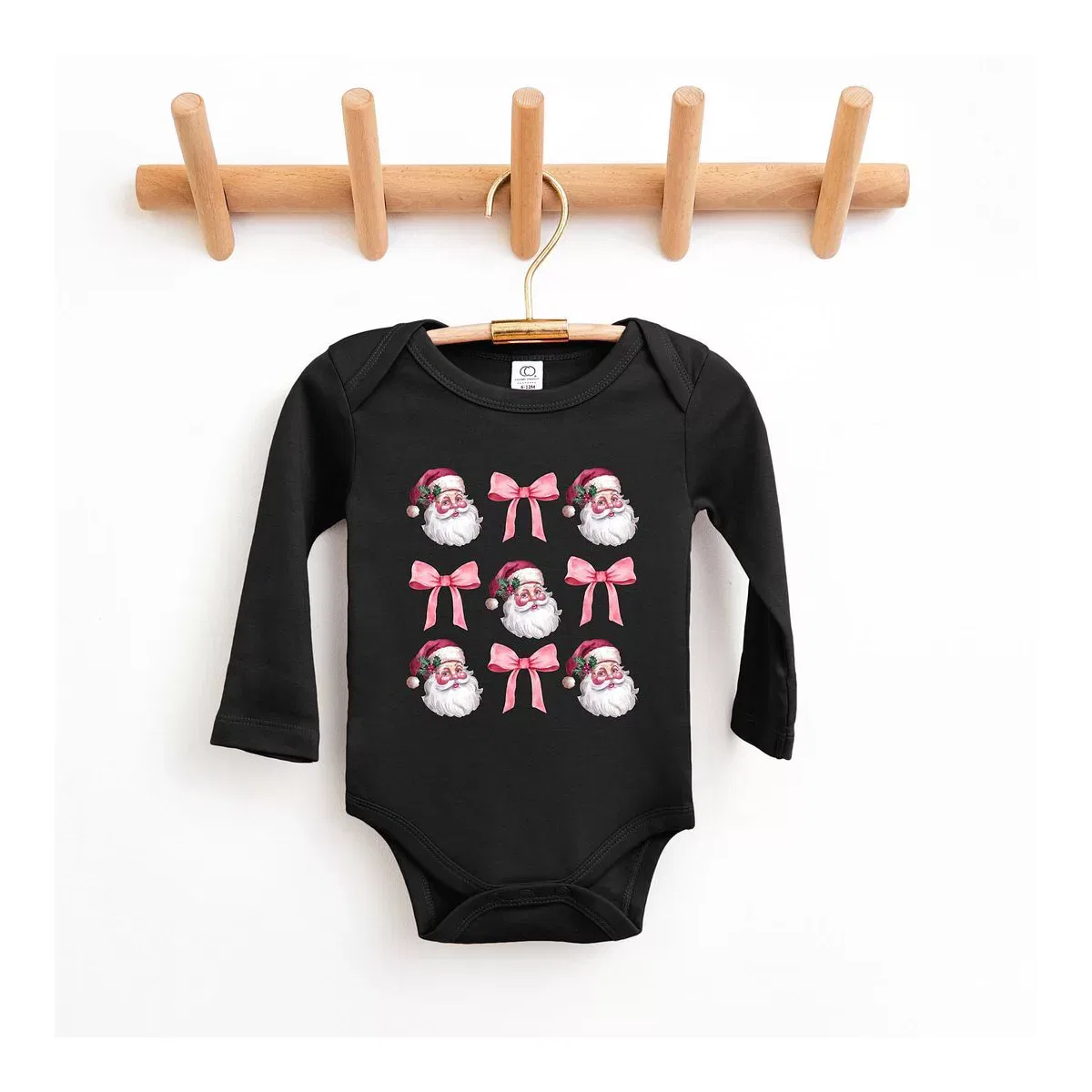 Детское боди с длинным рукавом Coquette Santa Chart The Juniper Shop, Black