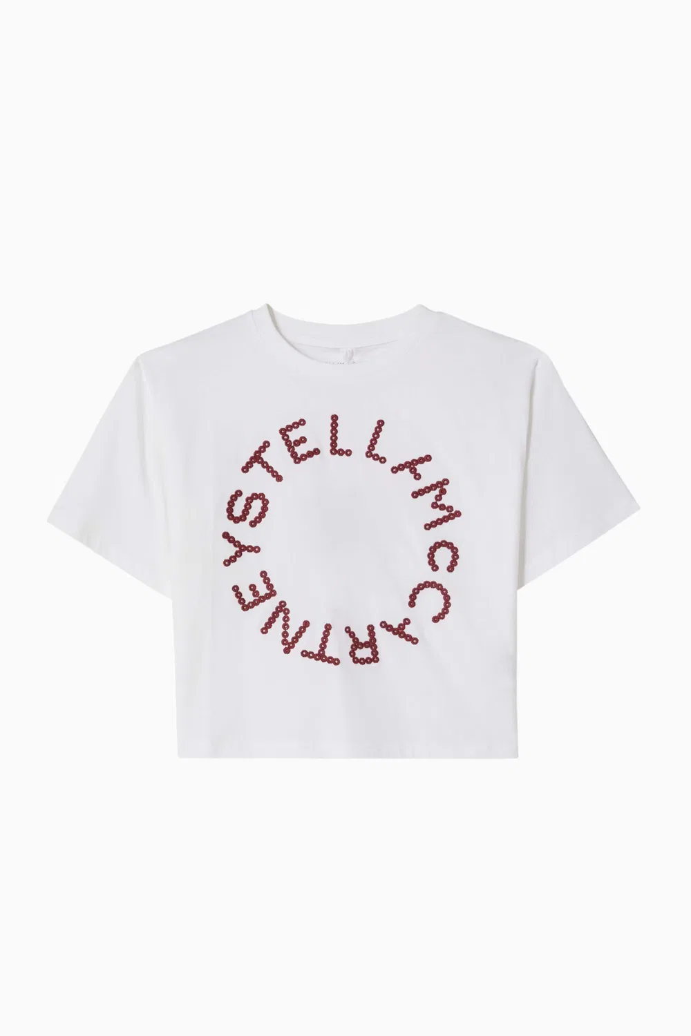 Футболка укороченная с логотипом из страз Stella McCartney