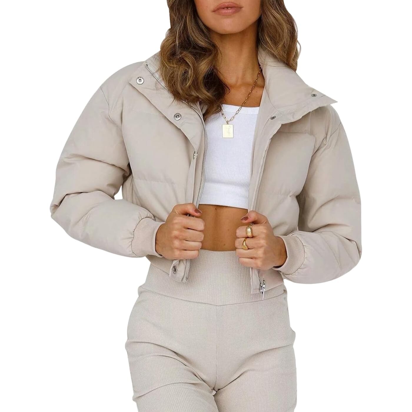 

Куртка Gihuo Women's Cropped, бежевый