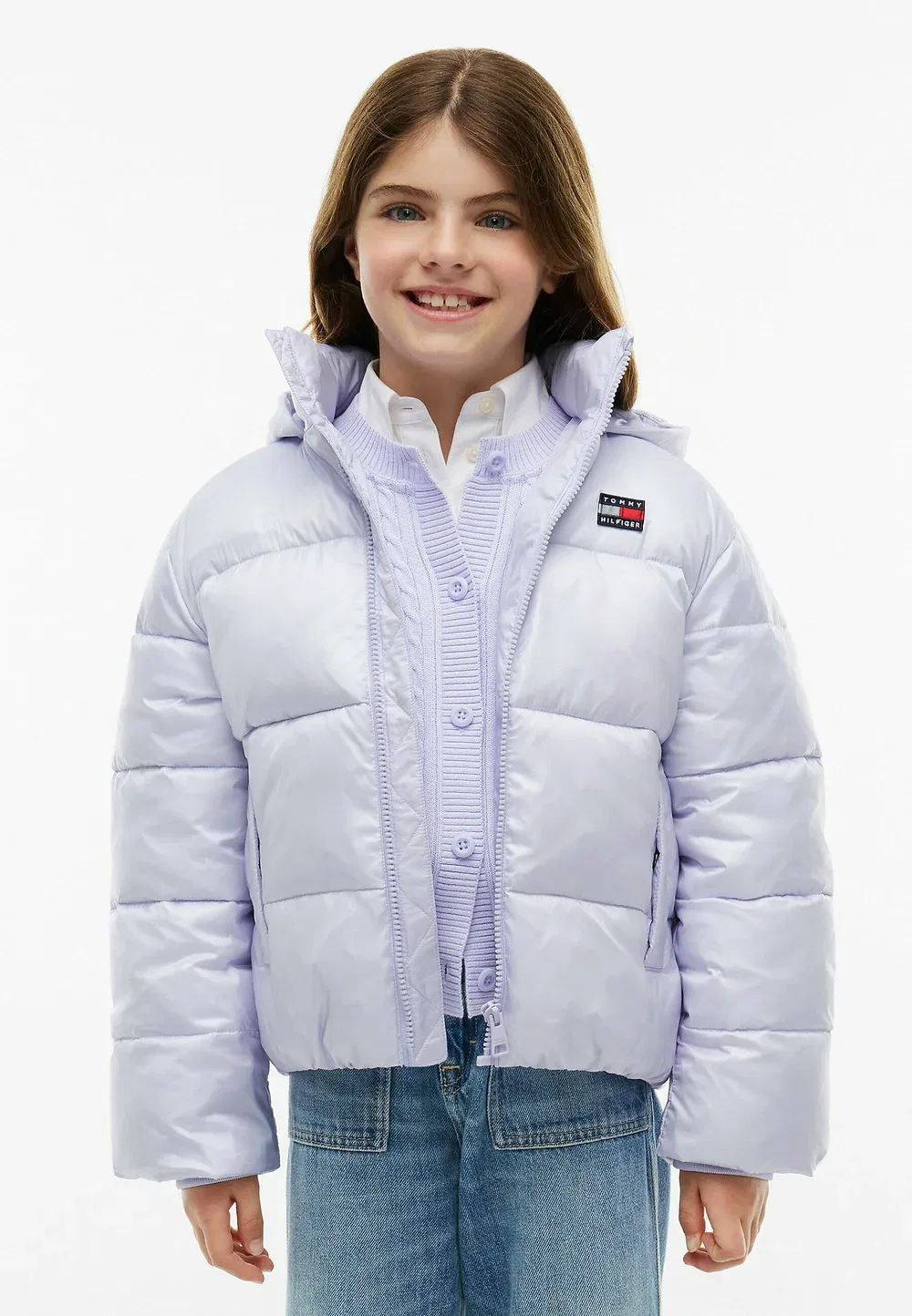 Блестящая пуховая куртка с капюшоном, унисекс - зимняя куртка Tommy Hilfiger, Lavender Ice — фото 2