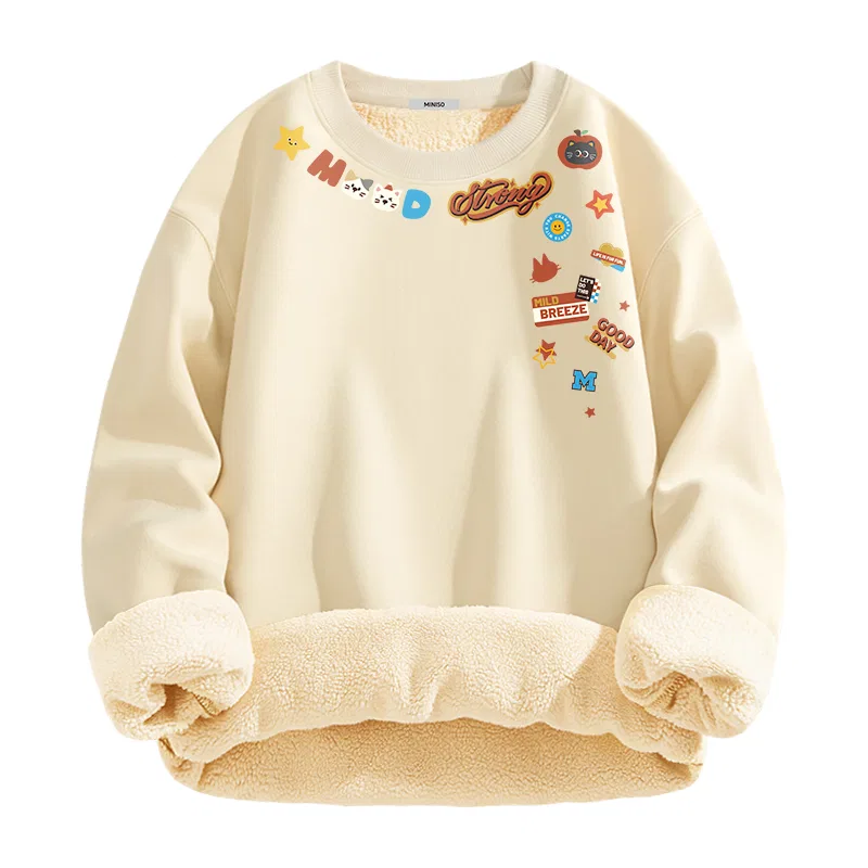 Детский свитшот с принтом Big American Amusement Park MINISO, Light Beige