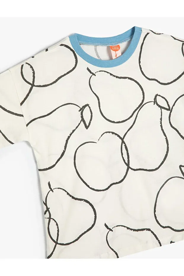Детская футболка с коротким рукавом с принтом Koton, White Patterned — фото 3