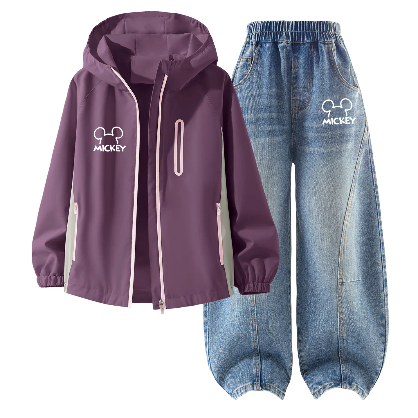 Детский спортивный комплект с капюшоном из футера Disney Thick Board Di Line K_Left Cosmos Purple+Di Line K Denim Light Blue, Thick Board Di Line K_Left Cosmos Purple+Di Line K Denim Light Blue
