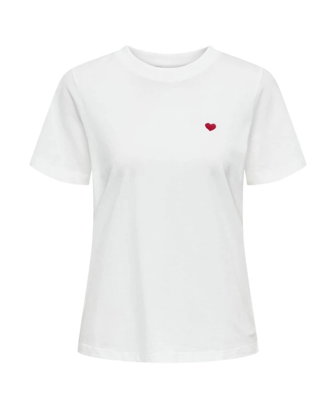 

Футболка с вышивкой в виде сердца, короткие рукава, круглый вырез горловины. Jacqueline De Yong, белый