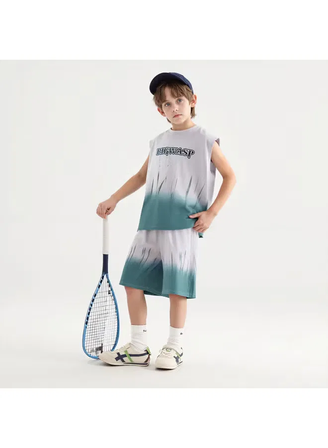 Комплект спортивный без рукавов с градиентом Bumblebee, зеленый — фото 4