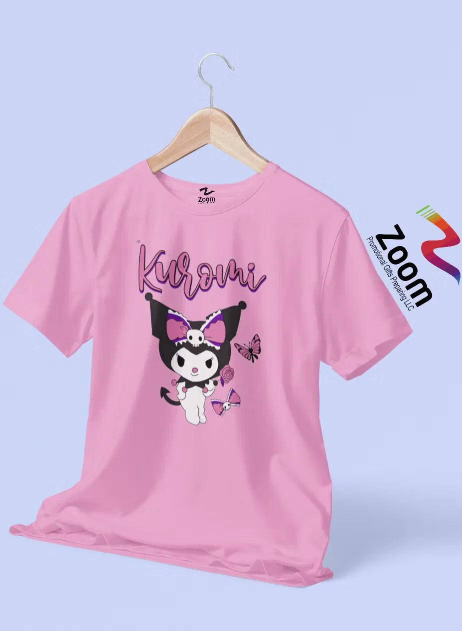 Футболка с принтом Kuromi Zoom, розовый