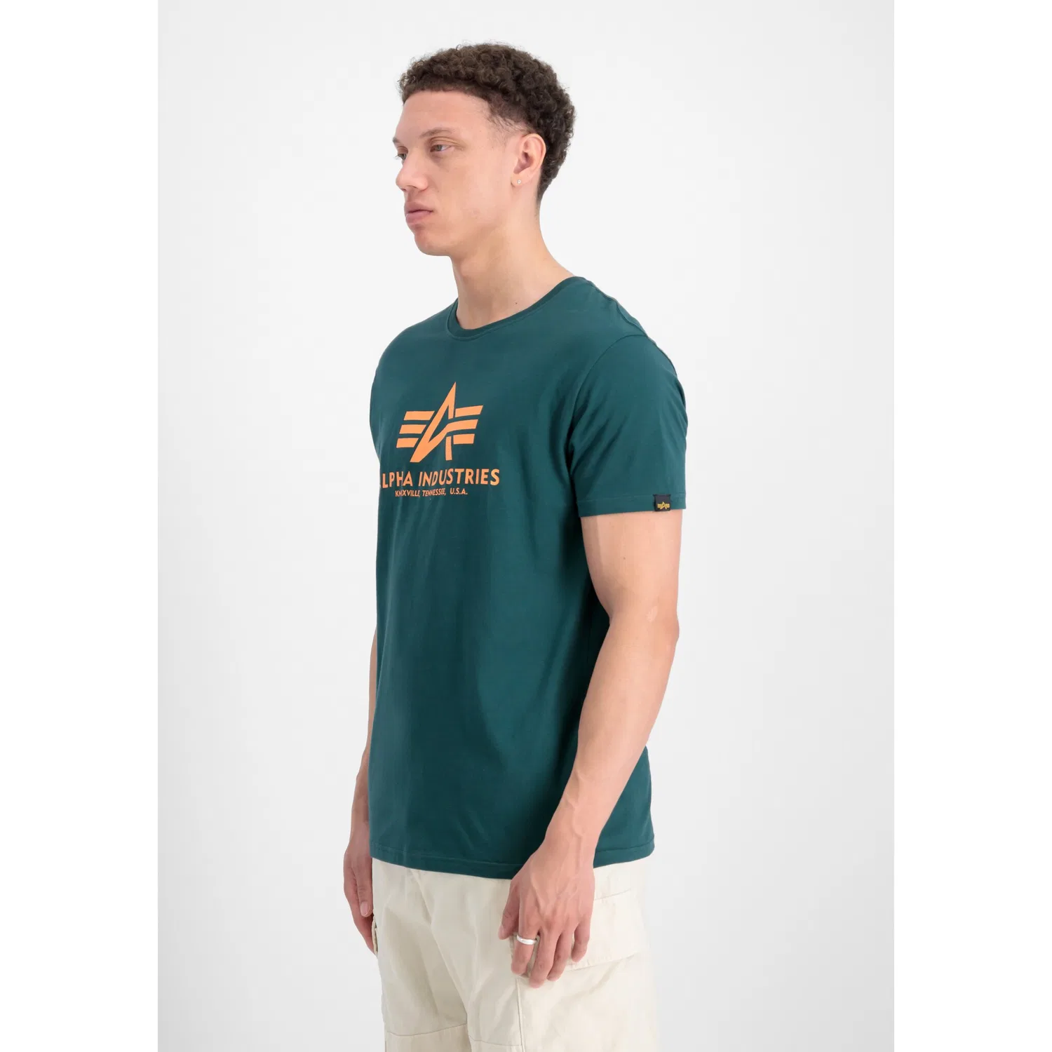 Детская хлопковая футболка Alpha Industries, Force Green