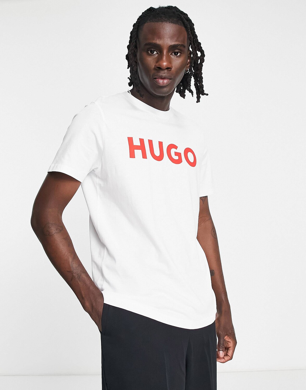 Футболка Hugo Dulivio Logo With Red Logo, белый — фото 4
