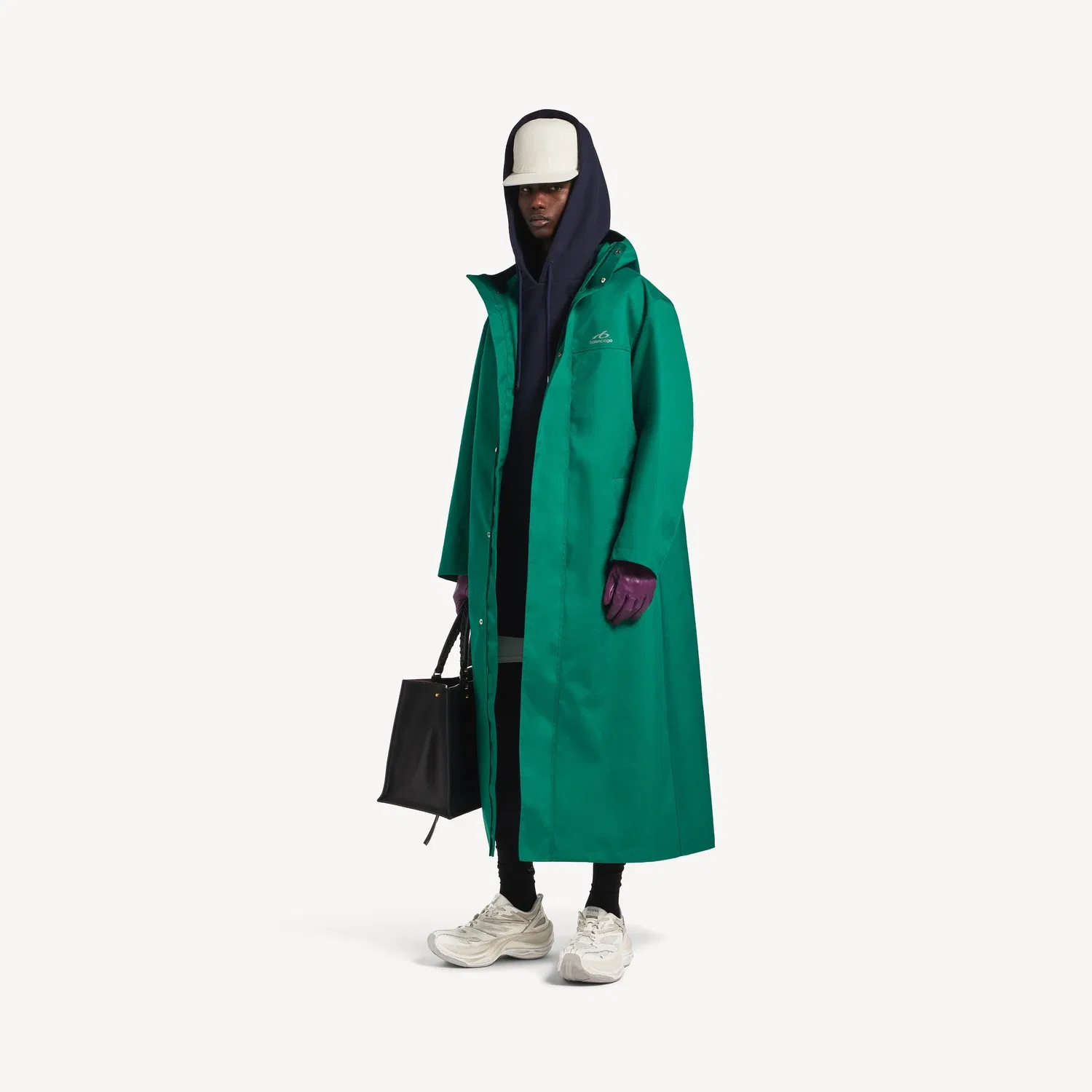 BALENCIAGA Мужская удлиненная ветровка в стиле теквир, зеленая — фото 2