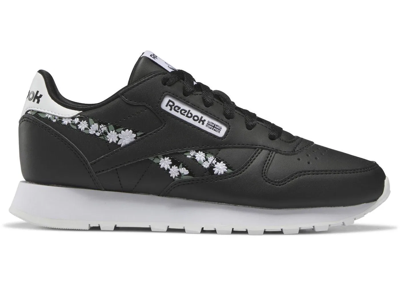 Детские кроссовки Lifestyle с принтом Classic Leather Reebok, Core Black Core Black Cloud White