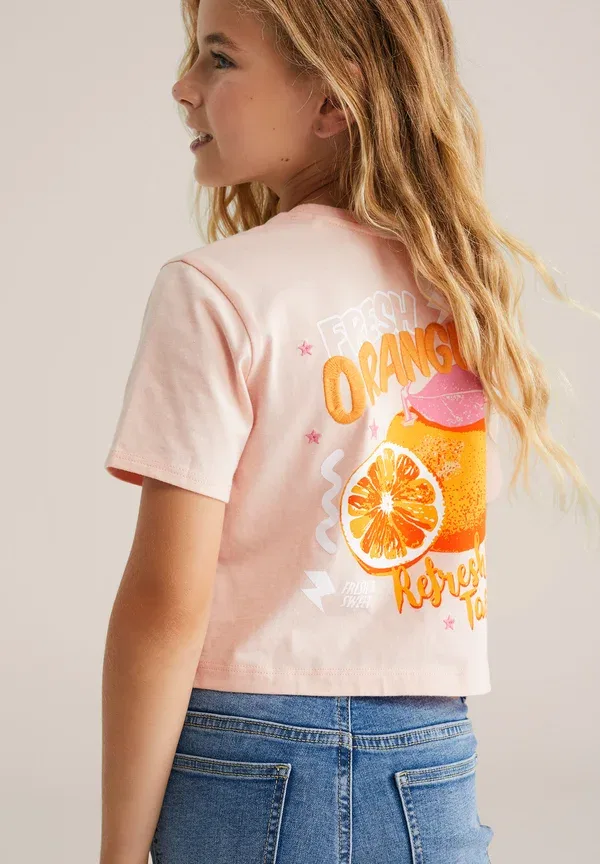 Футболка с принтом Print t-shirt We Fashion, Salmon Pink, розовый — фото 2