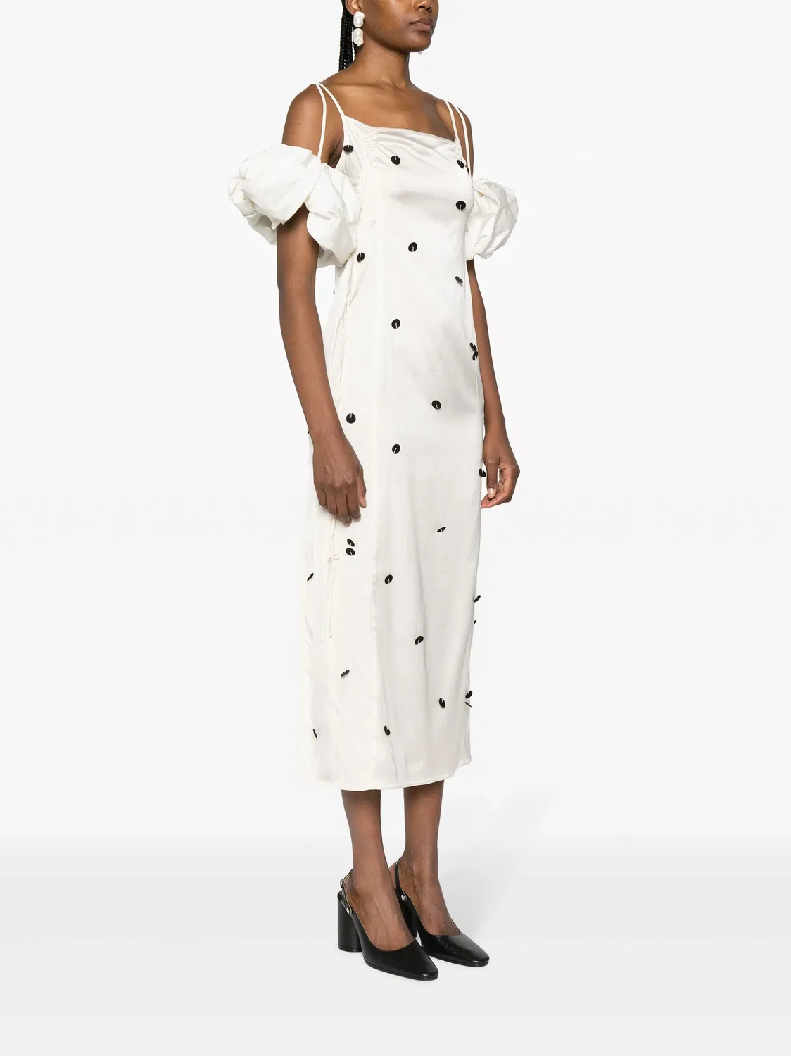 Платье миди с гороховым рисунком Jacquemus, белый — фото 2