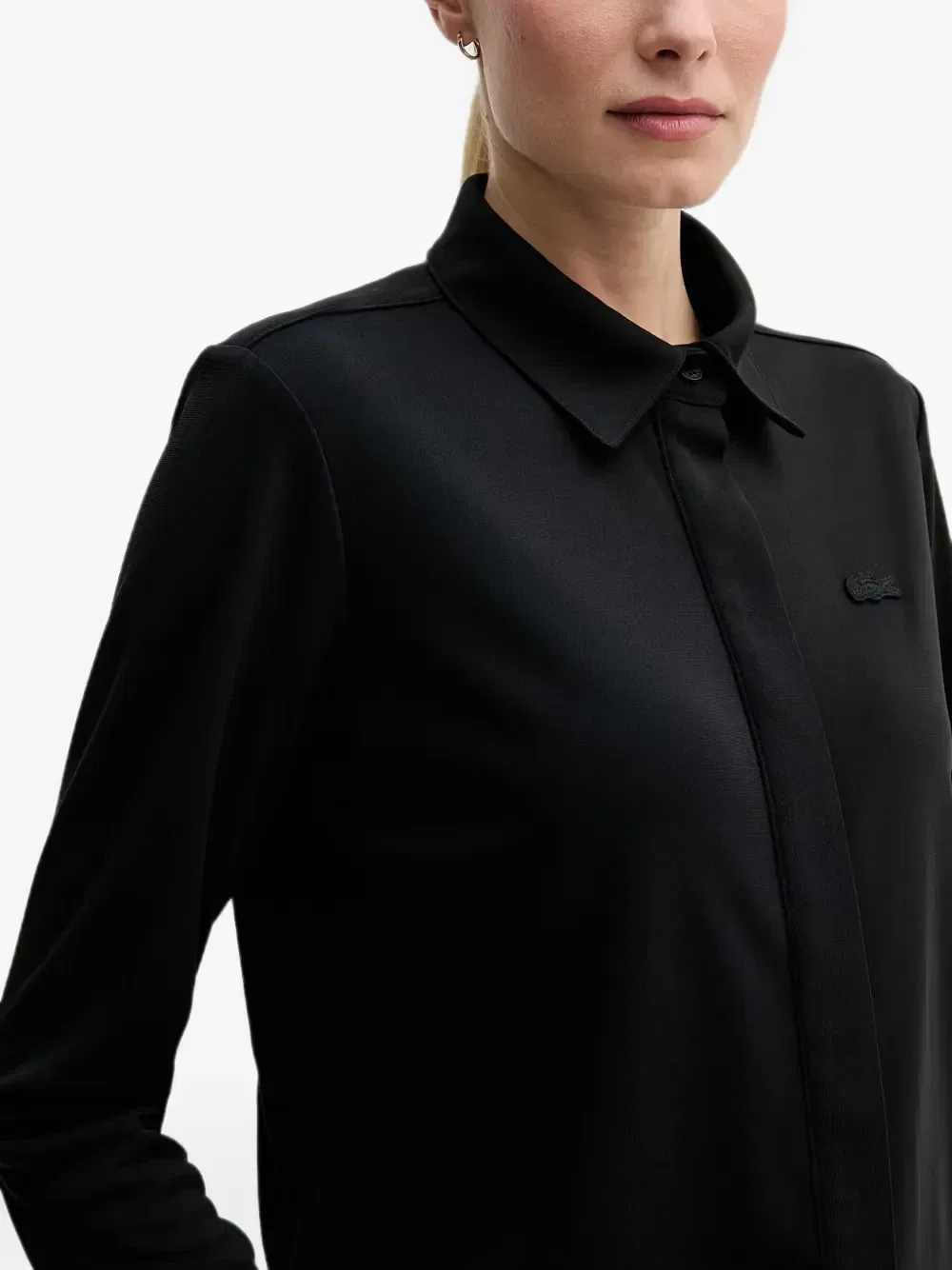Рубашка с длинным рукавом Lacoste, с логотипом, черный — фото 4
