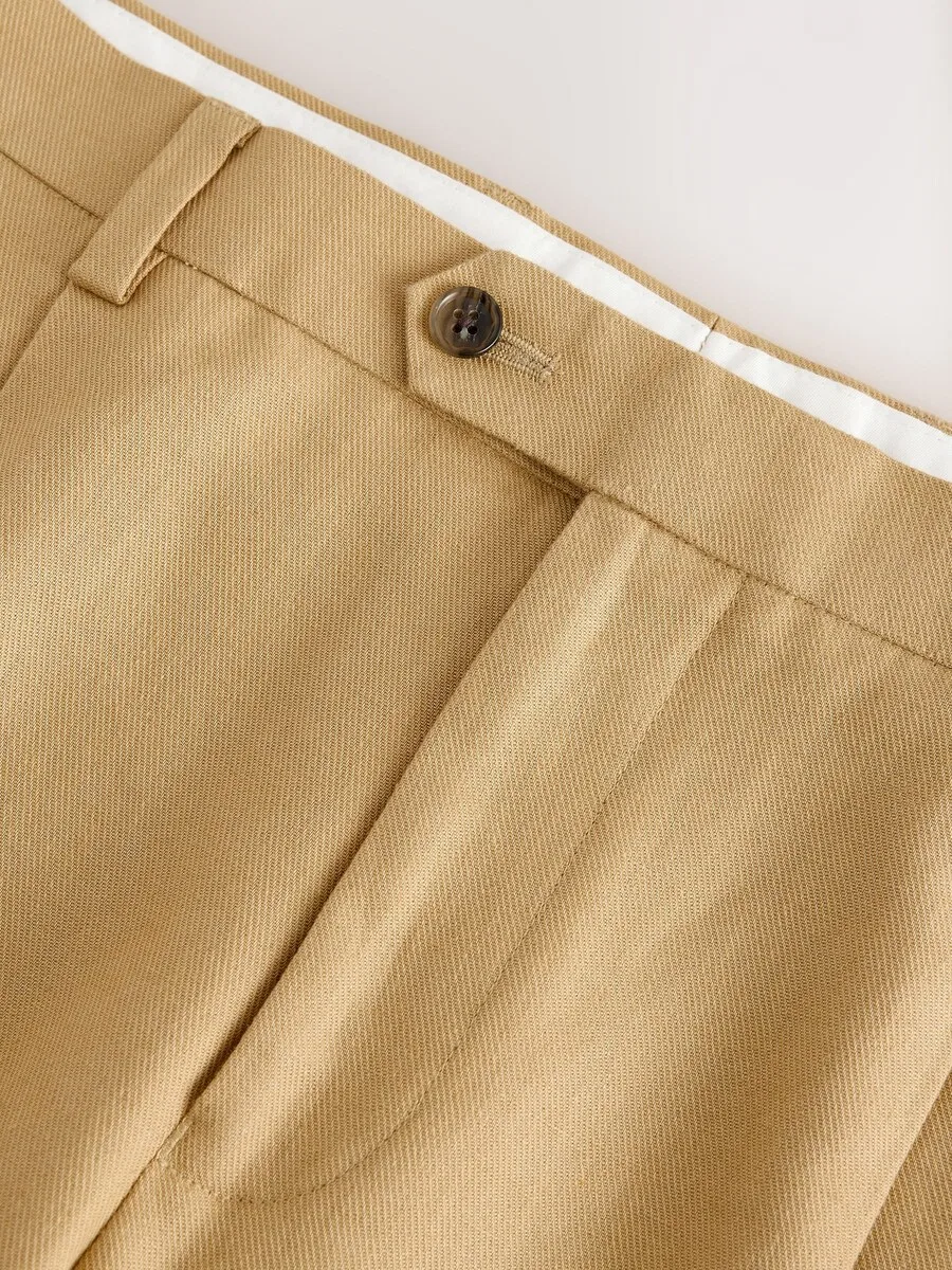 Брюки Next Regular Pleated Pants 'N. Premium' горчичного цвета — фото 4