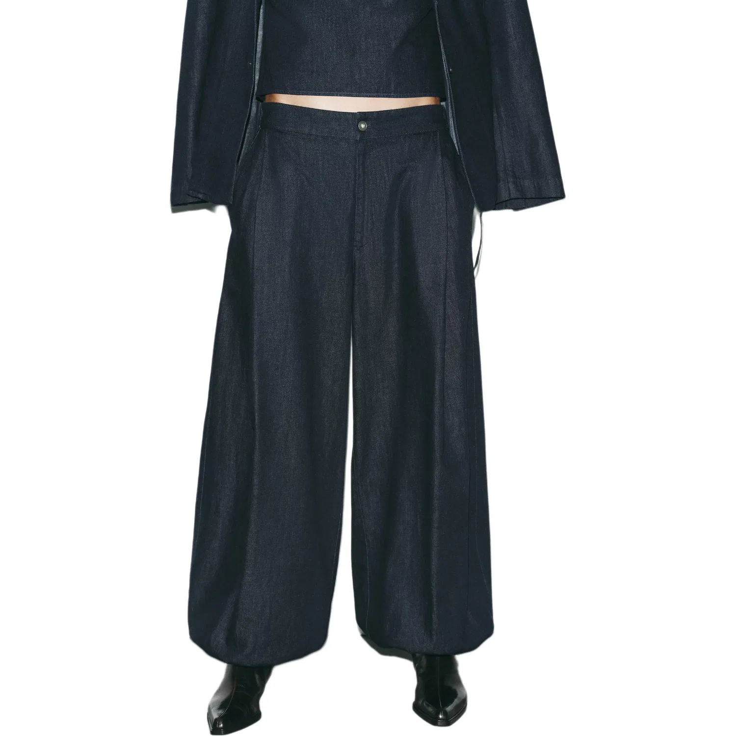 Женские джинсы с фонариком Dark Indigo Cyan ZARA, Dark Indigo Cyan — фото 4