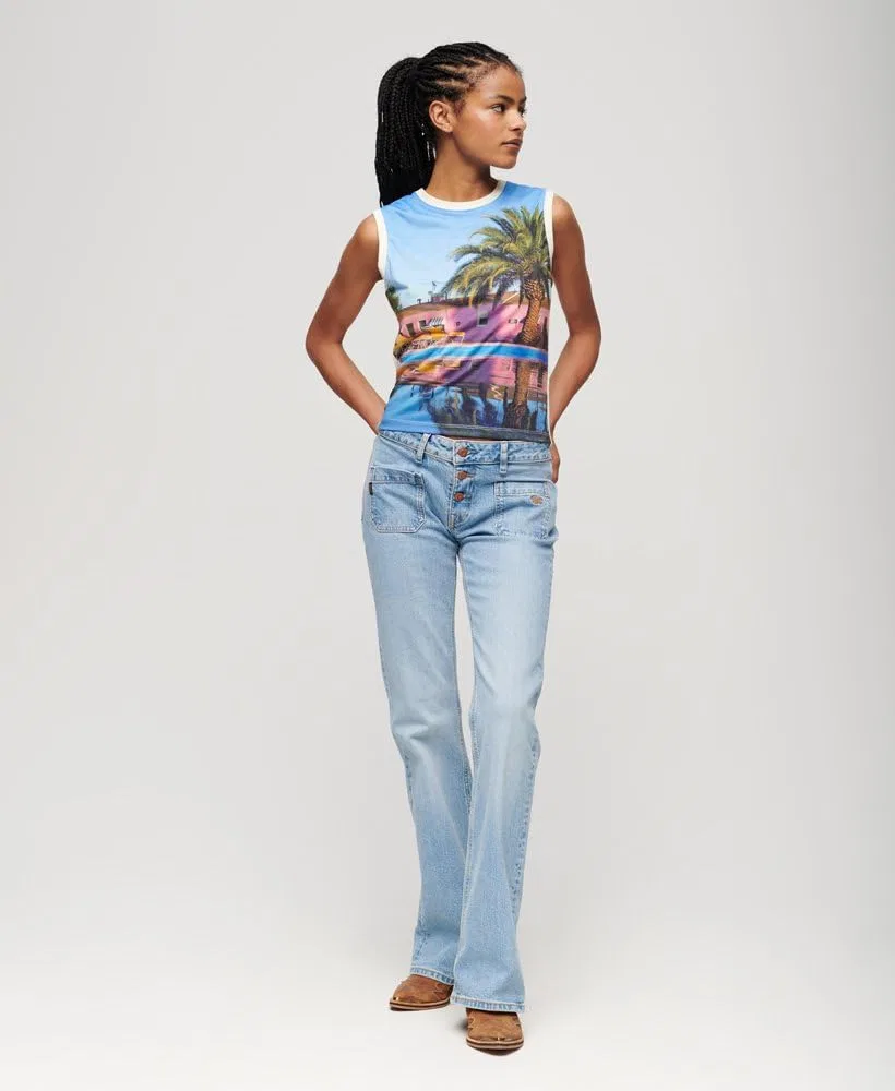 Женский жилет-рубашка Superdry, Palm Blue Aop — фото 4
