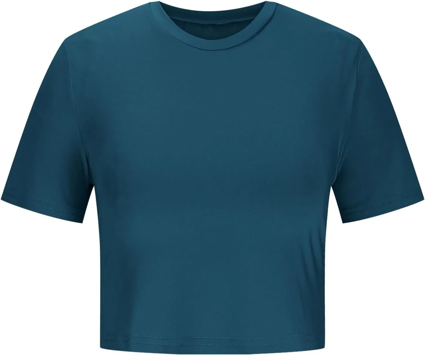 Женский укороченный топ с круглым вырезом Ribbed, Navy — фото 3