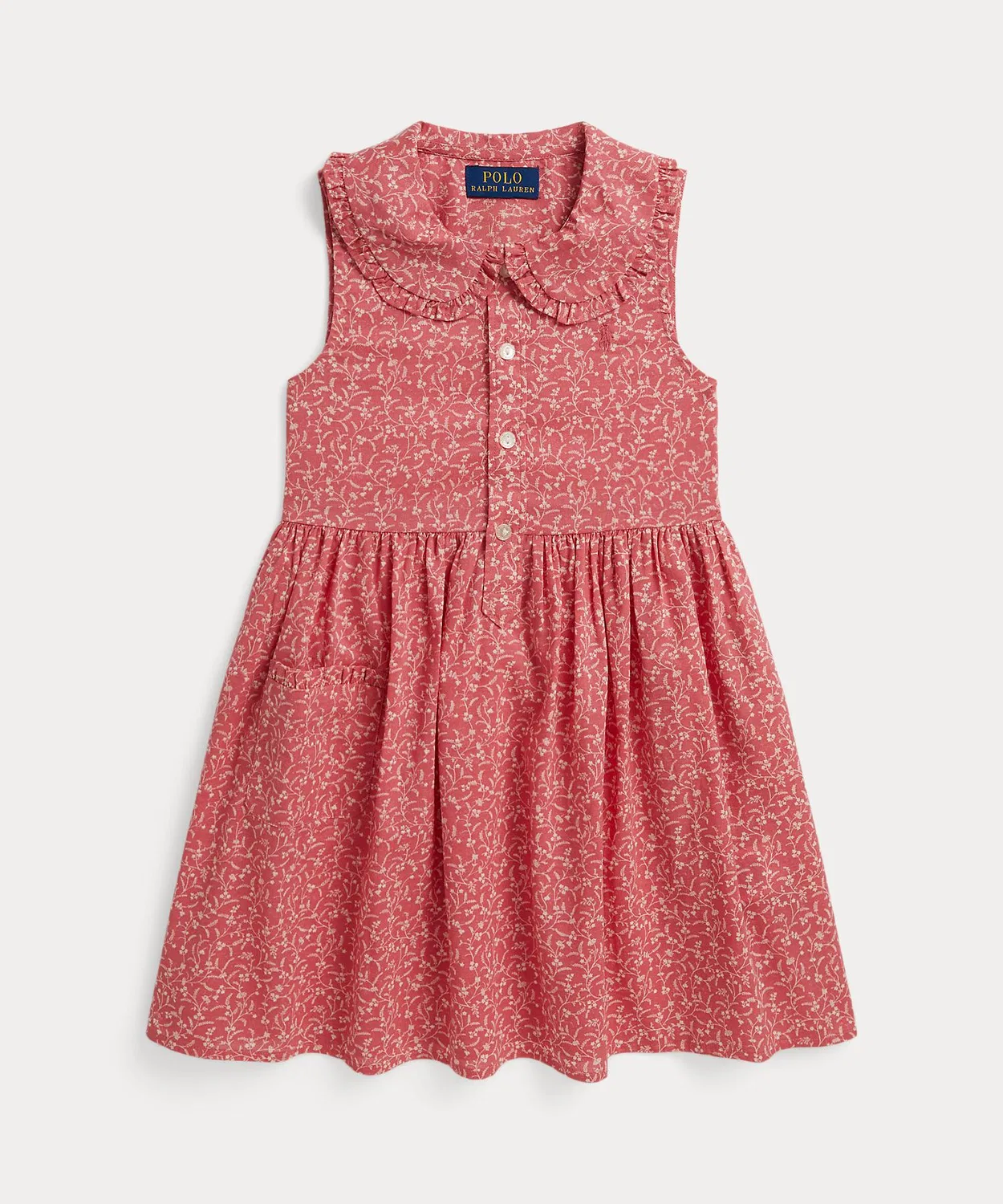Детское платье-рубашка из хлопка с цветочным принтом POLO RALPH LAUREN CHILDRENSWEAR, Pink