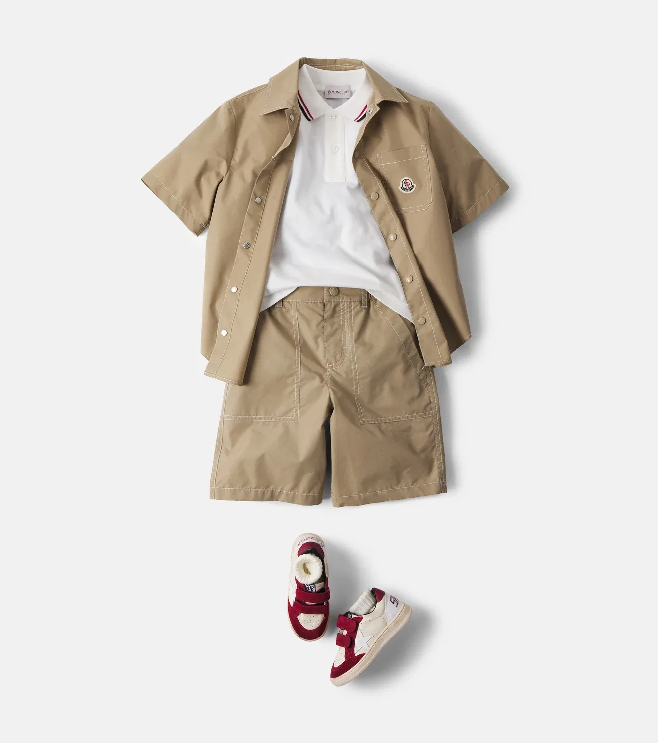 Рубашка-поло из хлопкового пике Moncler Enfant, белый — фото 2