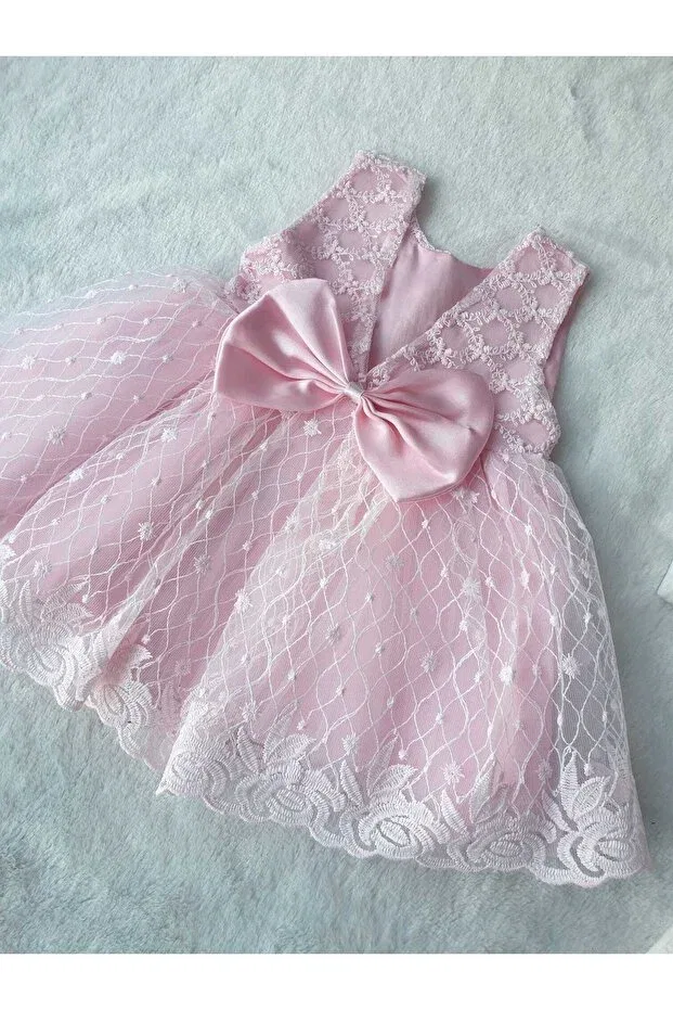 Детское платье для девочек с цветочным принтом Petite Ponpon Baby, Pink — фото 3