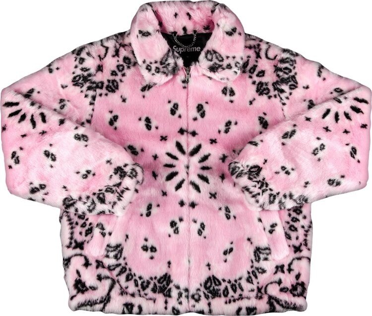 Куртка Supreme Bandana Faux Fur Bomber Jacket 'Pink', розовый — фото 2