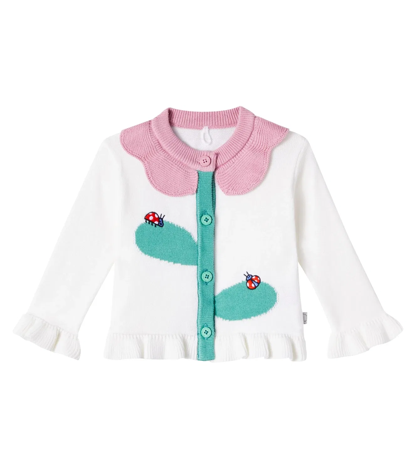 Вязаный хлопковый кардиган с вышивкой для малышей, Stella Mccartney Kids, белый