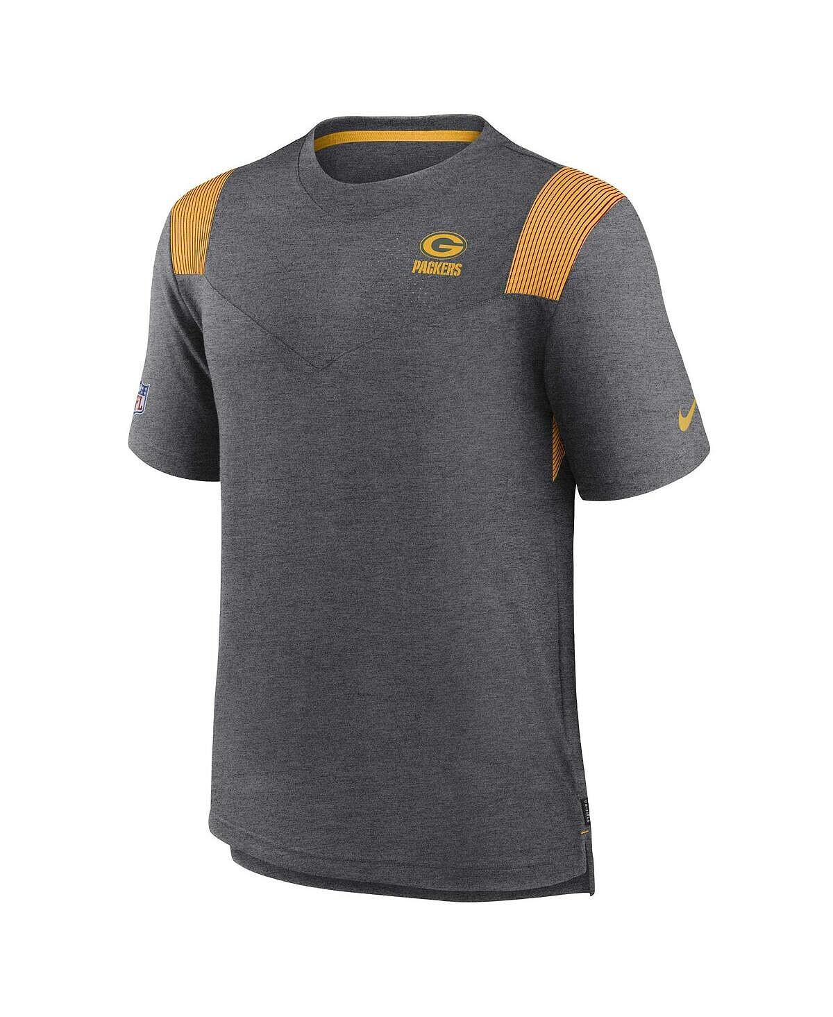 Мужская футболка heather charcoal green bay packers sideline tonal logo performance player Nike, мульти — фото 4
