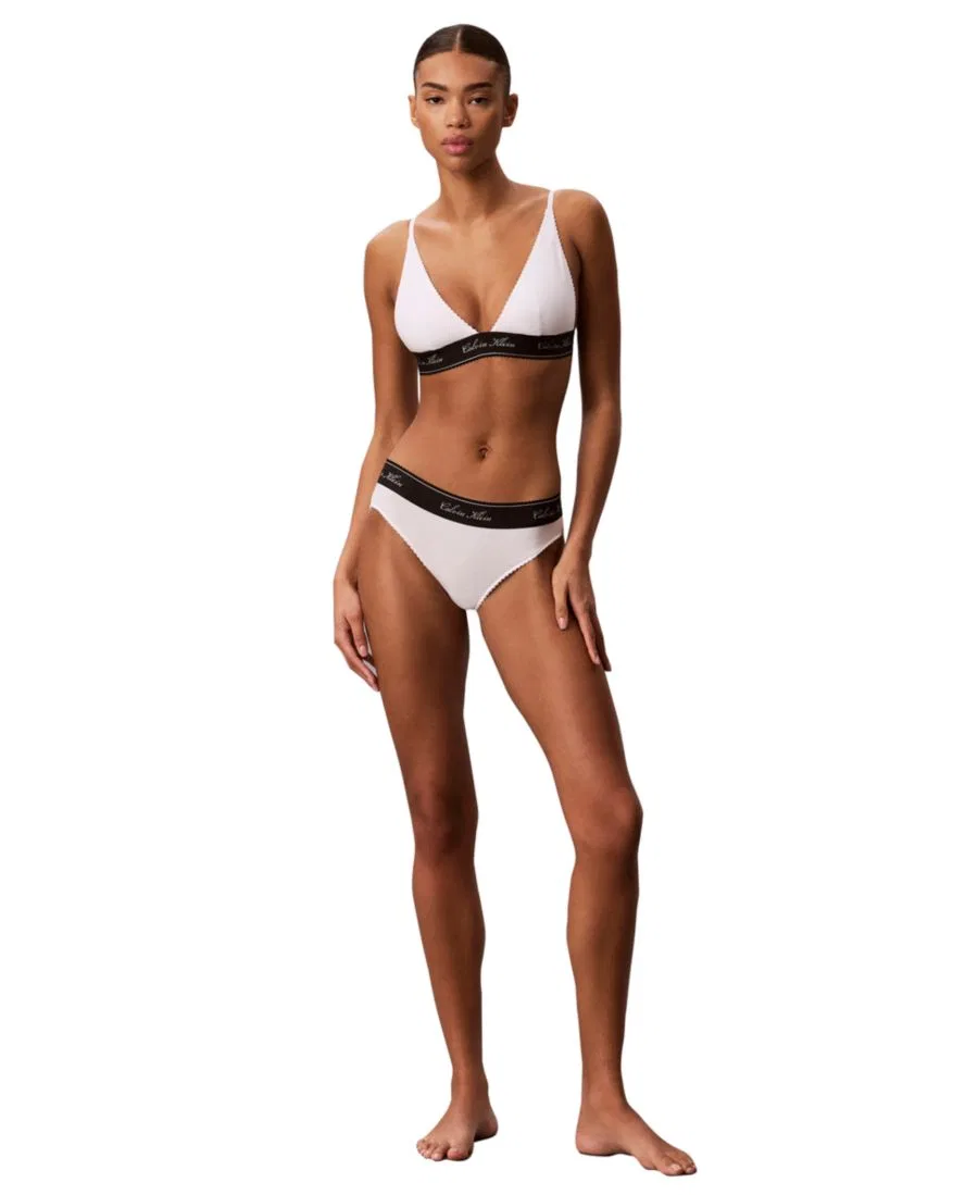 Трусы-бикини Calvin Klein Icon Cotton-Modal Blend Script Bikini, QF9073, White — фото 4