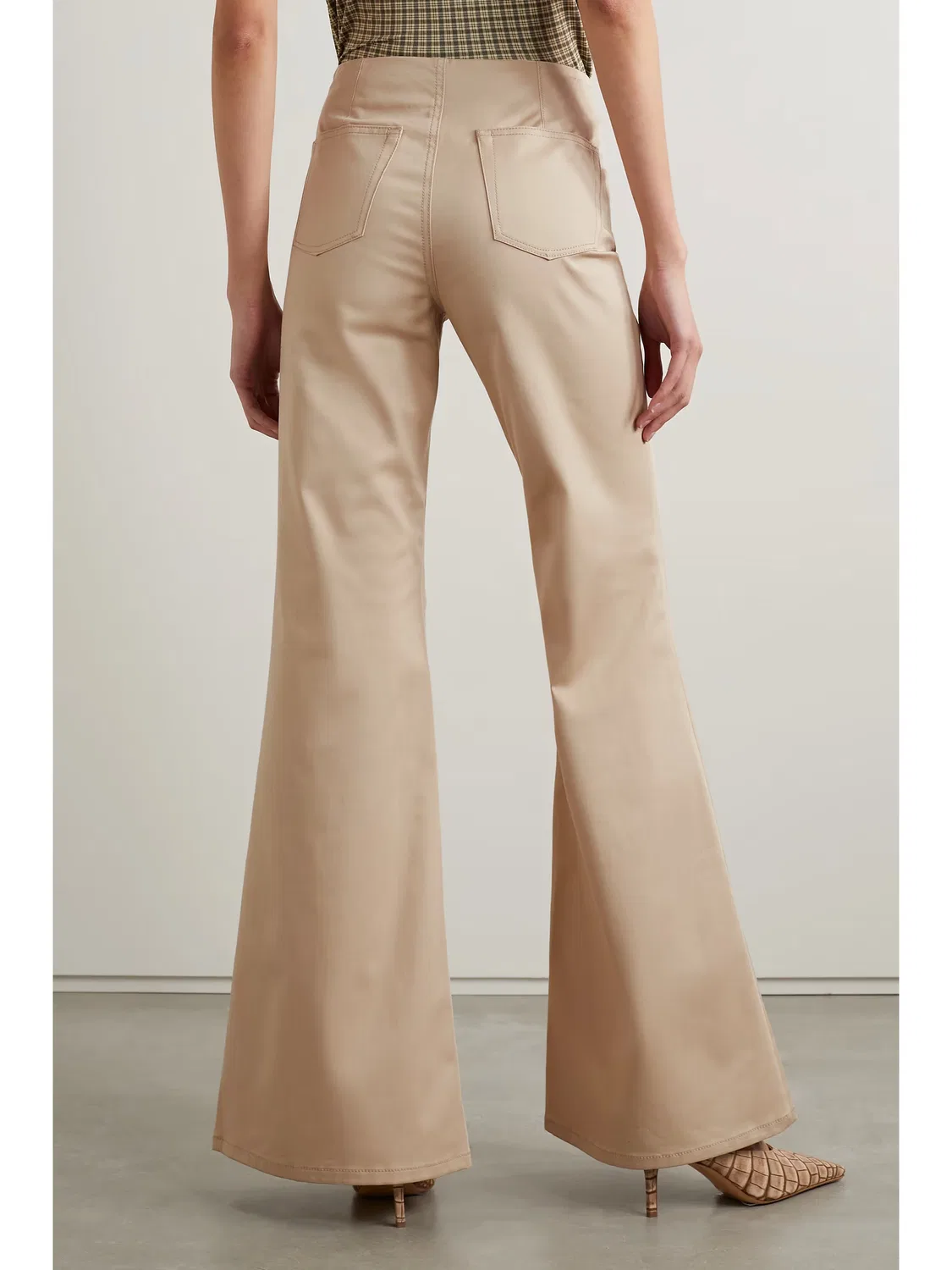 Расклешенные брюки из эластичного хлопкового твила Acne Studios, бежевый — фото 4