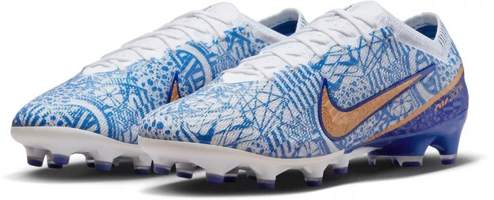 Футбольные бутсы Nike Zoom Vapor 15 Elite CR7 Ag-pro, белый/синий/желтый — фото 2