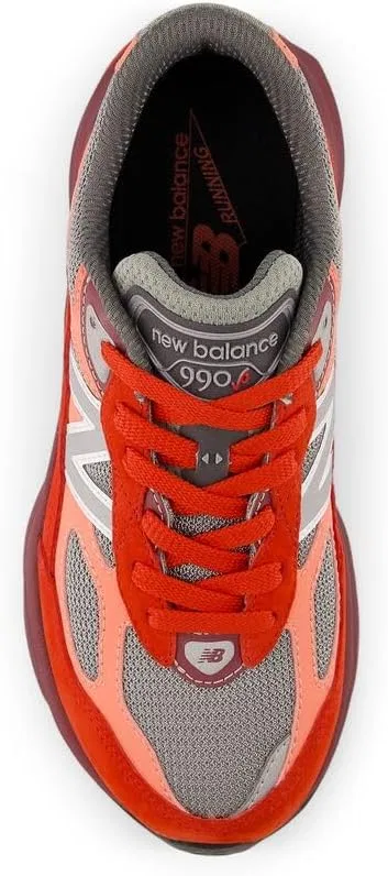 Детские кроссовки для девочек с водонепроницаемым верхом 990 V6 New Balance, Red Alert/Flare — фото 4
