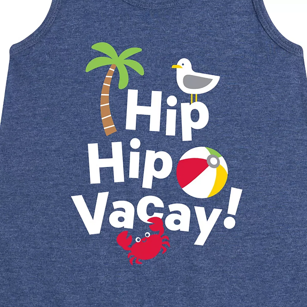 Детское платье-трапеция без рукавов с принтом Hip Hip Vacay Instant Message, Heather Navy — фото 2
